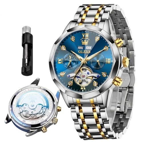 Image of OLEVS Watch Men Stainless Steel Watches Luxury Chronograph Men Wrist Watch | Multifunction,Diamond, Date, Business, Classic,Dress Watch for Men, Gift for Men, reloj de Hombre