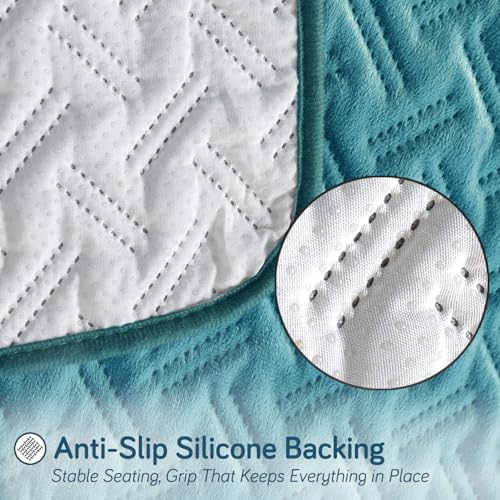 Image of HOKIPO Premium Velvety Quilted Sofa Backrest Cover - Anti-Slip, Washable, 'Softline Quilted Series' | Teal Blue (AR-6322-BL)