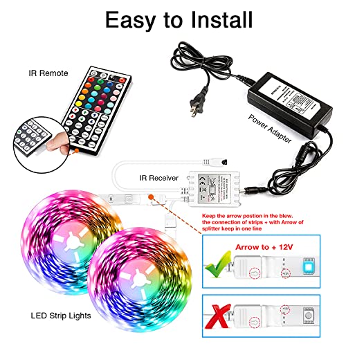 Dalattin 100Ft Led Lights For Bedroom Led Strip Lights Color Changing Lights With 44 Keys Remote,2 Rolls Of 50Ft #TOP1