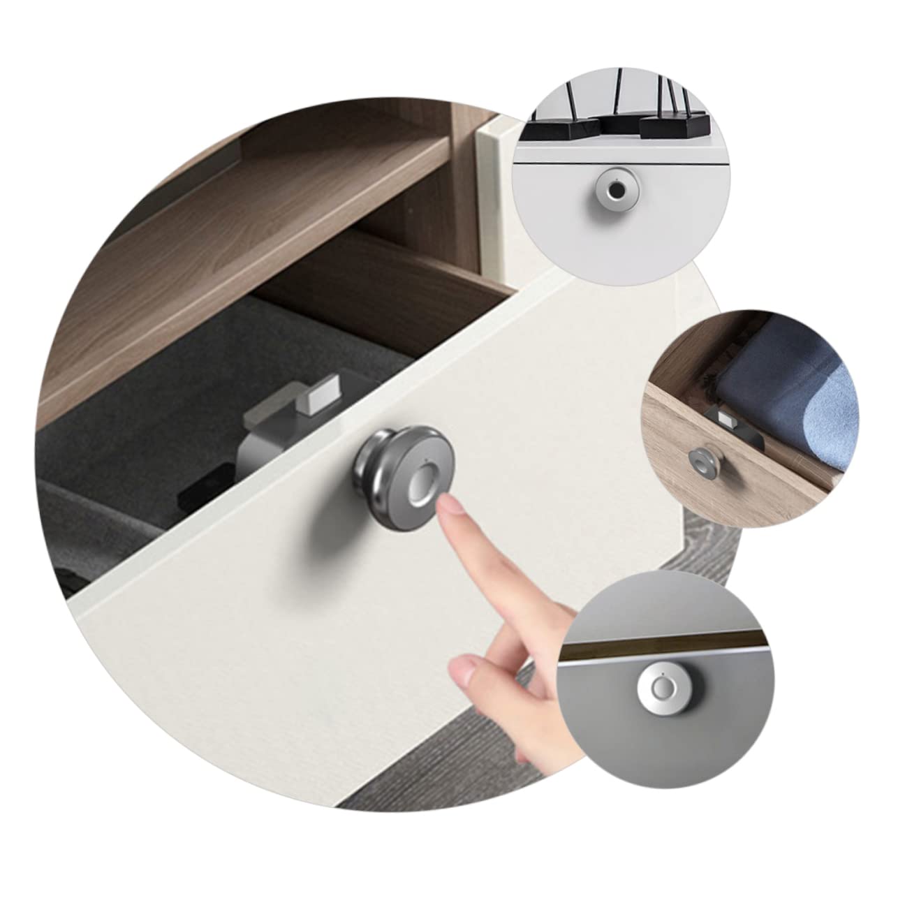 Uonlytech Serrure Connectée à Empreinte Digitale pour Tiroir Panneau Alliage D'aluminium et Corps Abs, Déverrouillage Sécurisé USB pour Bureau et Maison