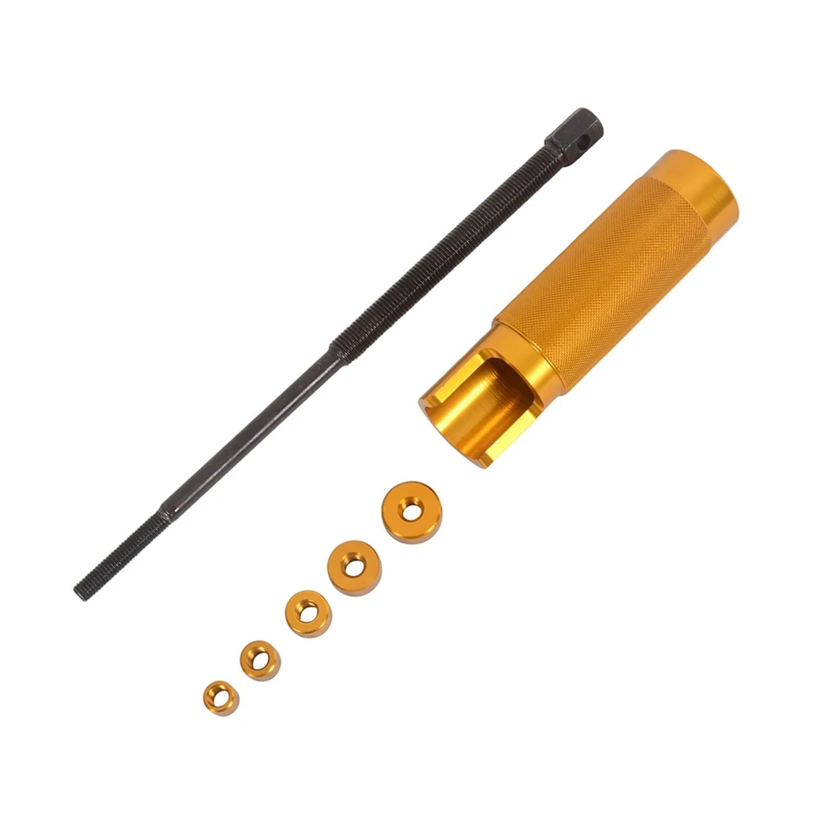 Extractor de Volante La construcción del Extractor del Pasador del pistón de la Motocicleta para una fácil instalación y extracción Protege el Motor 5 adaptadores(Gold B)