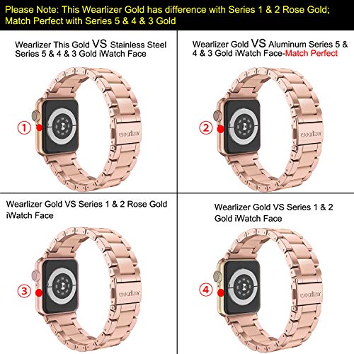 Wearlizer Compatible with Apple Watch Bands 38/40/41/42mm Womens Wristband for iWatch SE Strap Stainless Steel Gold Resin Stylish Metal Replacement for iWatch Series 11 10 9 8 7 6 5 4 3 SE/Ultra 3 2 1 — view 4