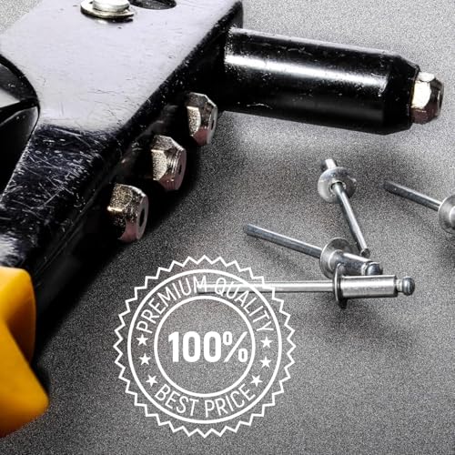 Image of 200PCS Large Flange Aluminum Pop Rivets 3 /16 inch x 5 /8 inch Aluminum Boat Rivets Dome Body Blind Rivet Set Long Pop Rivets with Big Head Steel Mandrel for Sheet Steel Duct Work Marine