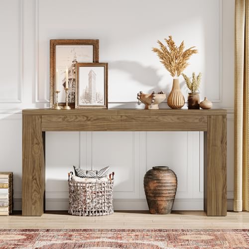 Tribesigns 59-Inch Long Wooden Console Sofa Table Behind The Couch with Vertical Slat Legs for Entrance, Hallway, Entryway, Living Room (Rustic Brown)