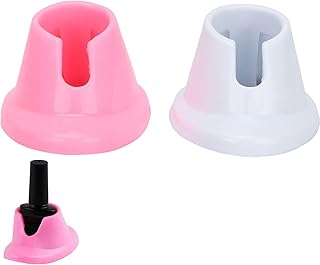 Nail Polish Holder, 2pcs Soft Rubber Nail Polish Bottle Holder Spill-proof Pink+White Nail Polish Stand for Home Nail Art Salon Schools