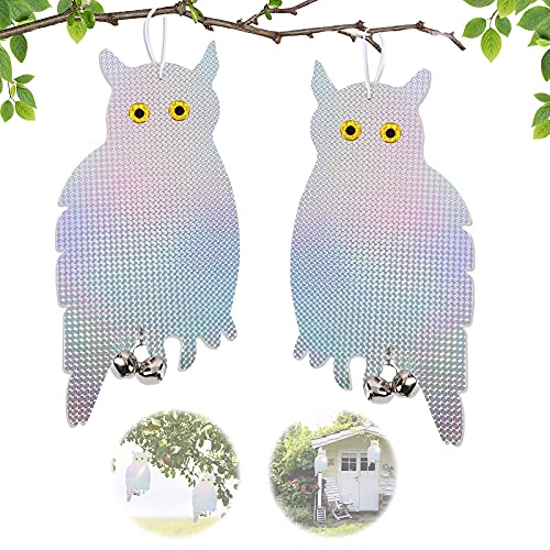 Hibou Réfléchissant,Répulsif Oiseaux Chouette, 2 Pièces Hibou Anti Pigeons,Anti-Oiseaux Anti nuisible,pour ​pour Potager Ferme Jardin Hibou réfléchissant de Protection repoussant