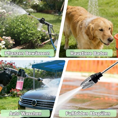 FLYGRRIV Power Jet Hochdruckpistole, Gartenbrause 360° Drehbare Düse, Powerjet Erfahrungen, Regulierbarer Wasserdruck, Hochdruckdüse für Gartenschläuche, Autowäsche, Bodenreinigung