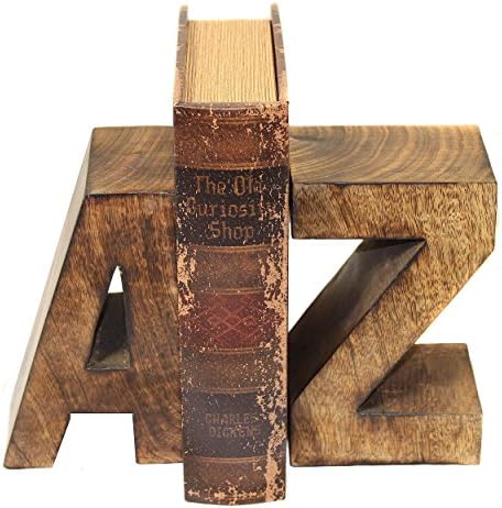 Coaster Home Furnishings Casa Cortes Artisan Hand-Carved Capital A-Z Wood Bookends