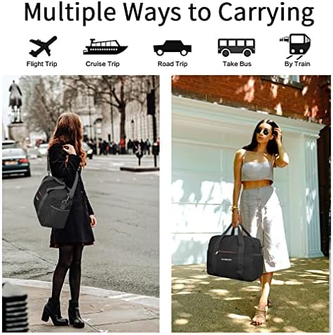 Travel Duffle Bag, CANWAY 25L Foldable Overnight Duffel Weekender Bag / Lightweight Carry On Travel Bag Tote, Black 5 Travel Duffle Bag, CANWAY 25L Foldable Overnight Duffel Weekender Bag / Lightweight Carry On Travel Bag Tote, Black