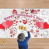 JXSDWANG Valentines Giant Coloring Tablecloth,Valentines Day Crafts for Kids - 72x30 Inches, Paper Coloring Banner Games Activities Gifts Party Decorations