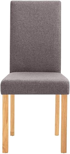 Miniatura 5 de Juego de 6 sillas de comedor gris pardo con tapicería de tela suave y marco de madera de goma maciza para comedor, cocina y decoración del hogar