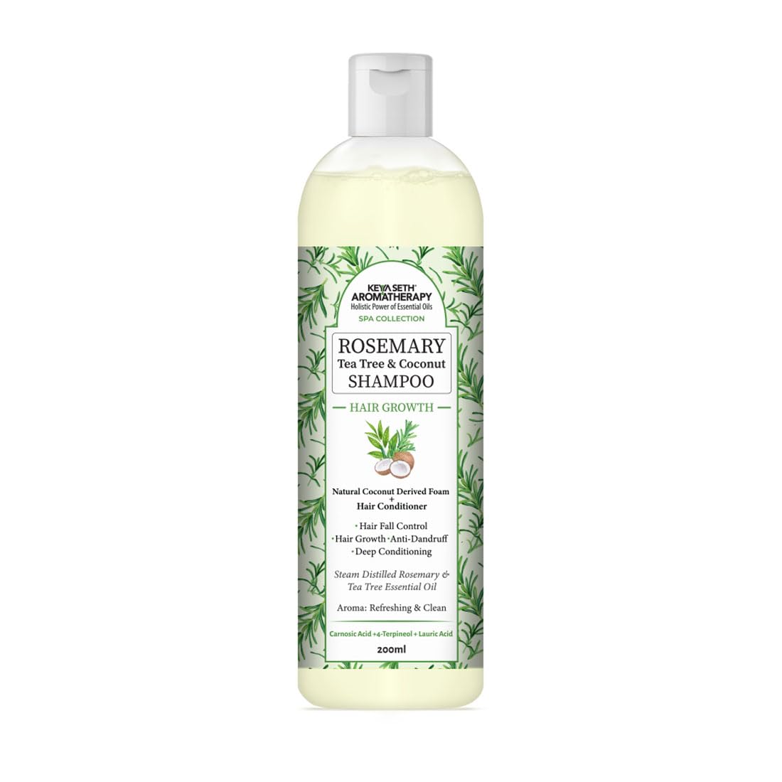 KEYA SETH AROMATHERAPY Rosemary Tea Tree Coconut Shampoo, Hair Growth Reduces Dandruff Oiliness, Natural Coconut Derived Foaming + Conditioner 200ml-image-45