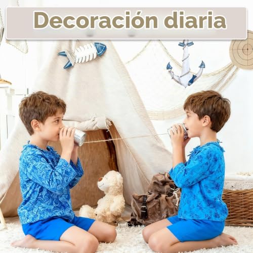 Miniatura 6 de Aabdtyyd 2 Unidades Red De Pesca Decorativa Blanco Y Azul, Decoracion Marinera Para Pared Y Mesa, Decoración Temática De Piratas O Sirenas, Fiestas Y Hogar, Estilo Náutico Y Costero