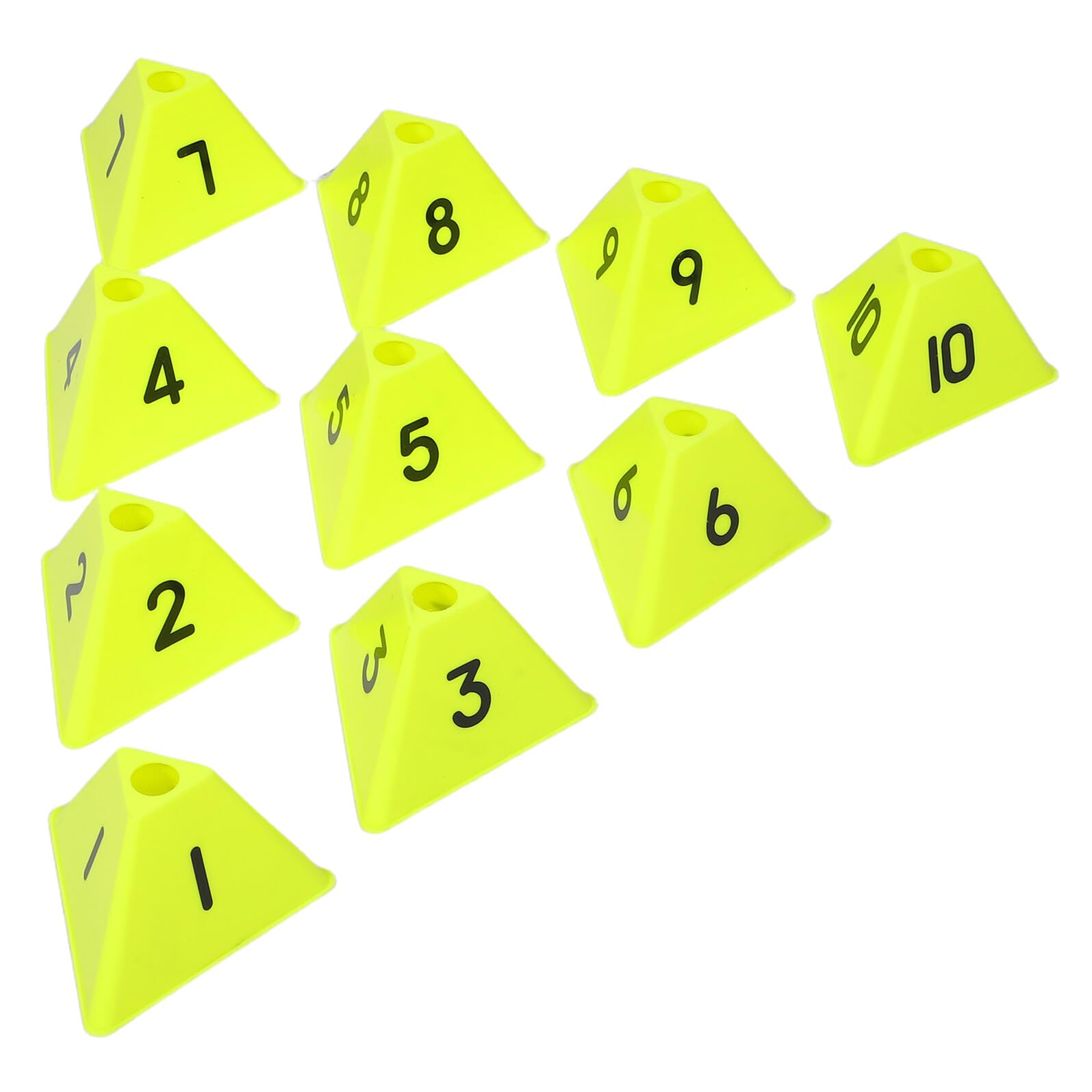 10piezas Conos de Entrenamiento Deportivo Conos Triangulares Numerados para Fútbol Marcadores de Campo para Entrenamiento Atlético Carreras Gimnasio Fluorescente