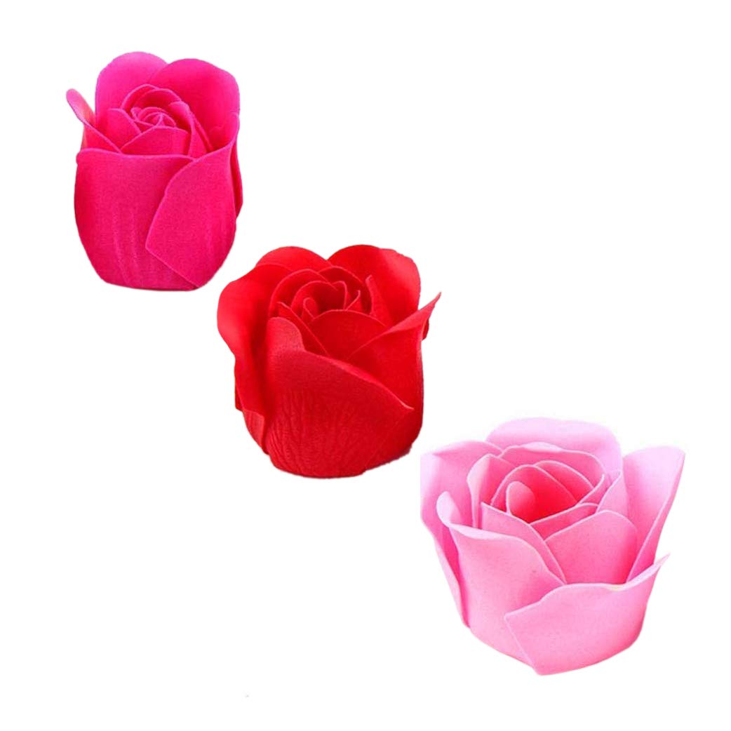Lot de 12 fleurs de savon parfumées pour la salle de bain, pétales roses, cadeau pour anniversaire, mariage et Saint-Valentin