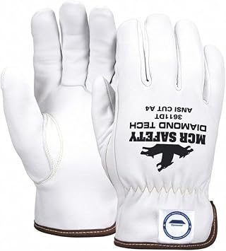 MCR Safety 3611DTL Cut Pro Goatskin Leather Glove, Dyneema Diamond Lined, Sewn with Kevlar, Keystone Thumb Pattern, Large