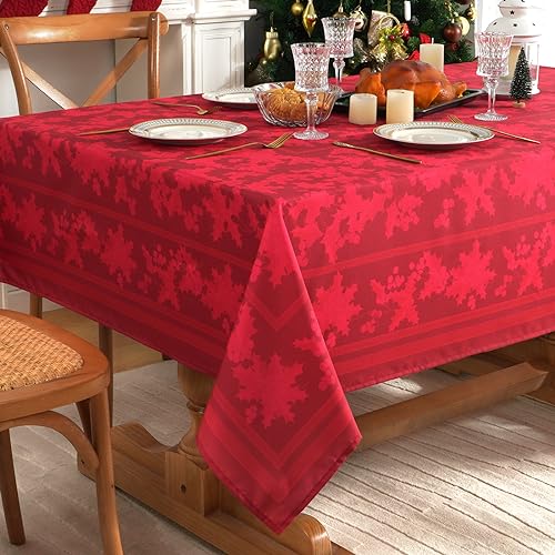 Mantel Navidad Algodón Jacquard Rojo 140x350 Cm Holly | Maisons Du Monde
