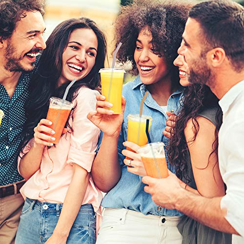 Tronco Set Of 6 Stainless Steel Reusable Metal Straws With Silicone Flex Tips Elbows Cover, Metal Drinking Straws For Tronco Tumbler, 6 Steel Straws,6 Silicone Tips,1 Straw Cleaning Brush #TOP5