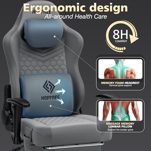 HOFFREE Gaming Chair with Speakers & Massage - Code HCDHSUTJ