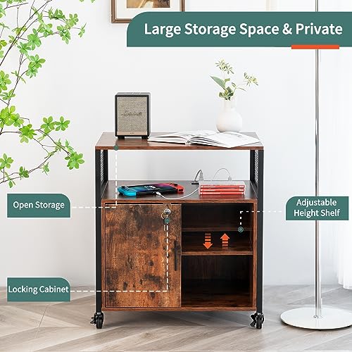 image for Yoobure Lateral File Cabinet with Charging Station, Filing Cabinet wit