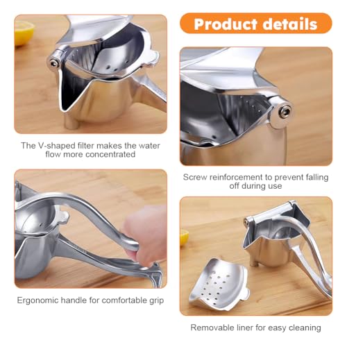 Stainless Steel Lemon Squeezer, Manual Juicer Citrus Lime Orange Fruit Squeezer, Metal Lemon Juicer Hand Press Citrus Juicer, Lime Squeezer Bar Tool, Easy to Clean by Skybiubiu - Image 6