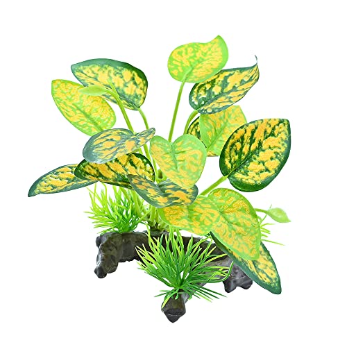 Mrtioo Reptile Artificial Plants, Terrarium Plants Decorations Supplies, Rainforest Ground Plant, Amphibian Habitat Hideout Accessories, Fish Tank Aquarium Artificial Plastic (A2) #TOP2