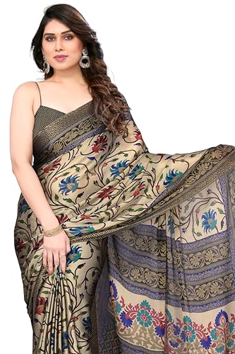 MIRCHI FASHION Women's Chiffon Floral Printed Saree with Blouse Piece