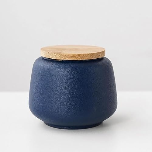 GJGHKLHL sugar pot， Chinese Style Storage Jars Tea Tins Cans,Ceramic Jar with Sealed Lids for Coffee Sugar,Red(Blue)