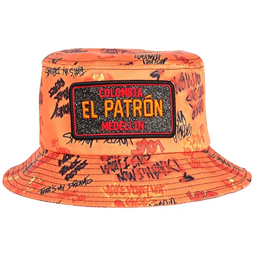 Bob El Patron orange et noir avec strass style streetwear de Medellin taille unique