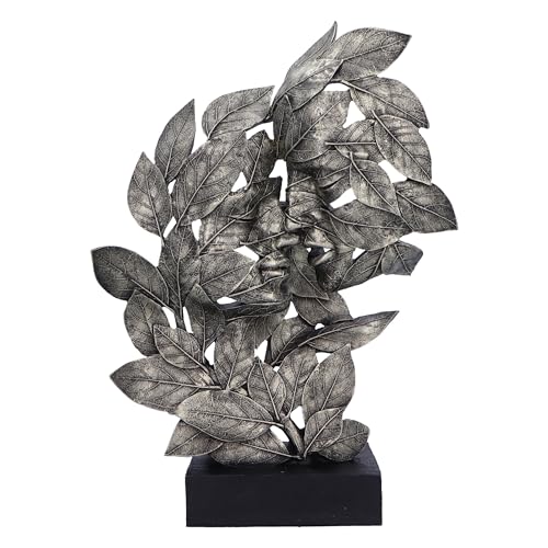 Nemesis Now Natural Emotion - Escultura de 37 cm, Resina, Plata, Hojas de Pareja besándose, Regalo de Boda o día de San Valentín, Ideal para Amantes de la Naturaleza y el Arte, fundida en la Mejor