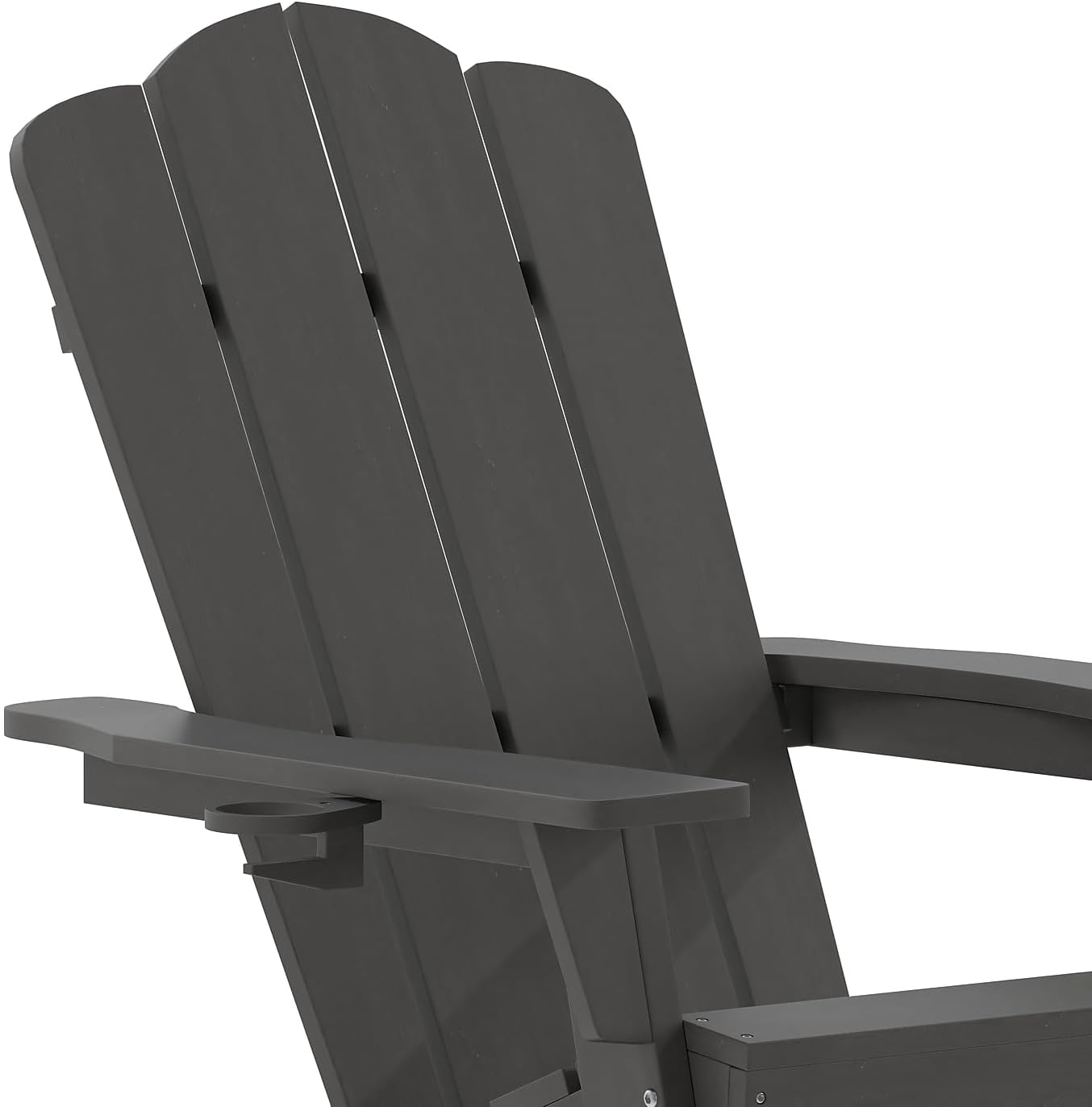 Flash Furniture Newport Adirondack Rocking Chairs with Cup Holder, Weather Resistant Poly Resin Adirondack Rocking Chairs, Set of 2, Gray