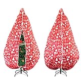 Upright Christmas Tree Storage Bag,Fits Up to 9 ft Tall Artificial Tree,Large Holiday Xmas Tree Cover Upright Tree Dustproof Bag with Zipper & Drawstring(Red)