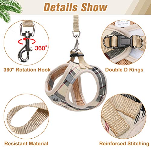 PUPTECK Soft Mesh Cat Harness and Leash Set, Escape Proof Vest Harnesses for Outdoor Walking with Classic Plaid Pattern⦠- Image 5