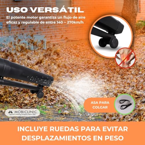 Miniatura 5 de Mobiclinic , Soplador Aspirador Triturador De Hojas, 900w, 6 Velocidades, Mobiclean, 3 En 1, Ligera, 35l, Marca Española, Velocidad De Soplado 270 Km H, Para Jardín, 220v, Asa De Hombro