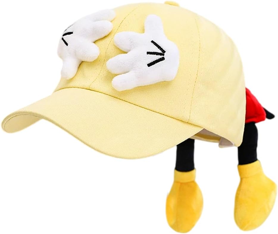 Toddler Cartoon Mouse Baseball Cap Cute Plush Hands Adjustable Sun Hat for Kids