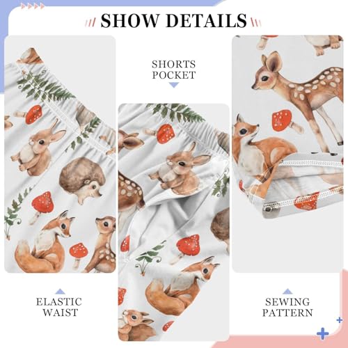 Deer Fox Mushroom Boys Long Pants Soft Trousers Elastic Waist Kids Lounge Bottoms with Pockets S-XL4