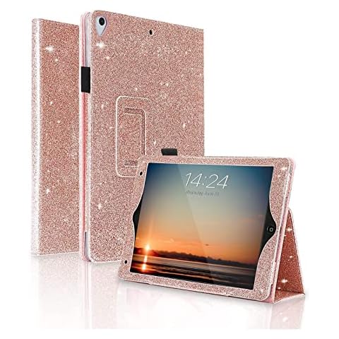 FANSONG iPad Case 9.7inch, Cover for iPad Air 1 2 Pro 5th 6th 2018 Generation Glitter Magnetic Closure Leather Sparkly Smart Cover Flip Slim Pencil Holder Stand for Apple iPad Air 1 2 5 6 Pro Rosegold Cover
