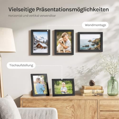 WOLTU Bilderrahmen 20x30, 5er set, MDF-Holz Fotorahmen mit Passepartout – Ansicht 6