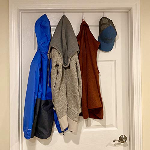 image for Evelots Over The Door Hooks - 4 Pack - Hangers for Clothes, Towel, Coa