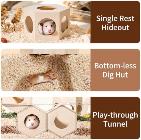 CARNO Natural Wood Honeycomb Hamster Hideout House & Habitat Decor — 사진 7