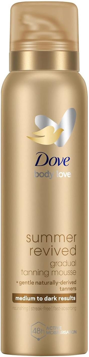 DermaSpa Summer Revived Skin Gradual Fake Tan Body Mousse, Streak-Free, for Medium to Dark Skin, for Men and Women, 48h Moisturiser, Holiday Essentials, Natural Look Tan 150 ml