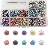 Korisitar 320 Sets 8mm Turquoise Leather Rivets 10 Colors Metal Rapid Studs Kit with Punch Vintage Leathercraft Supplies for DIY Shoes Bags Clothes