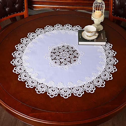 ARTABLE White Lace Round Tablecloth Small Table Topper Macrame 23 Inch