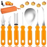 Halloween Pumpkin Carving Tools Kit, Professional and Heavy Duty Stainless Steel Pumpkin Cutter Knife Saw Scoop Tools Set for Kids or Adults, 7Pcs Carving Set for Halloween Decoration Jack-O-Lanterns