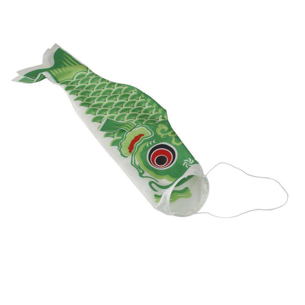 Inzopo 55cm Japanese Windsock Carp Flag Koinobori Sailfish Fish Wind Streamer Green