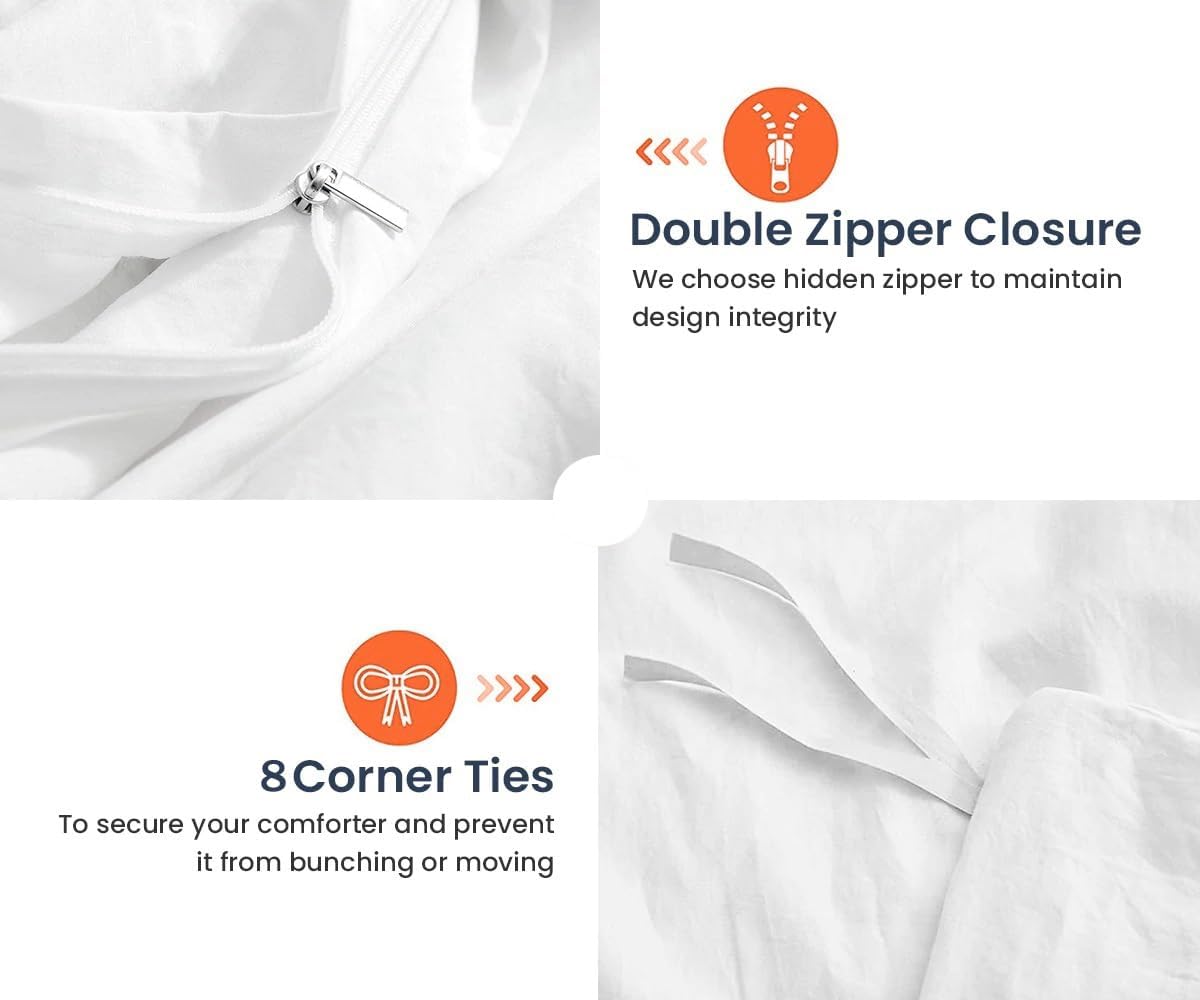 White Solid Duvet Cover Set Grand King 106x106 Size Egyptian Cotton Luxury Soft & Breathable Comforter Cover with Hidden Zipper Closer & Corner Ties Durable and Fade Resistant