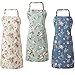 Geyoga 3 Pezzi Grembiuli Floreali Grembiuli da Cucina Regolabili Grembiuli di Fiori da Donna per Moglie Mamma Zia Nonna Cottura Barbecue Mestiere