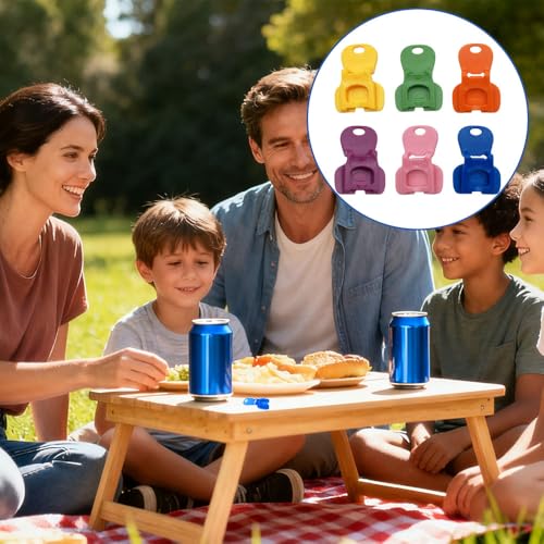 Multi-Color Soda Can Opener & Drink Tab Opener – Plastic Easy Open Can Tool with Reusable Can Lid Cover, Portable Party & Picnic Can Accessory, Beer and Soda Ring Pull Can Opener Aid (6) - Image 5