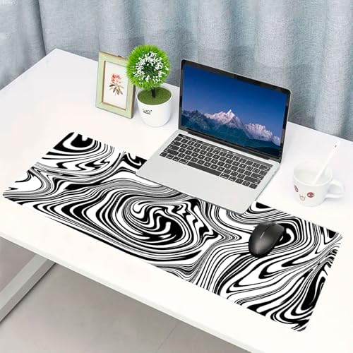 Mouse Pad Gamer Deskpad Speed Extra Grande Profissional com Borda Costurada (90x40) - Abstrato Preto