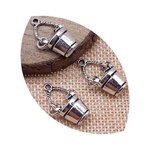 honggui1111-10pcs 25x11x8mm Movable 3D Buckets Charm Charms for Jewelry Making Charms Cover